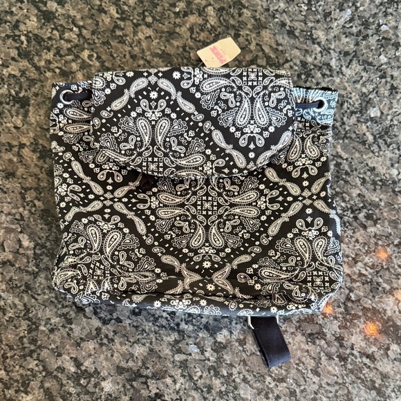 PINK Victoria's Secret Black and White Paisley Backpack NWT - Picture 1 of 11